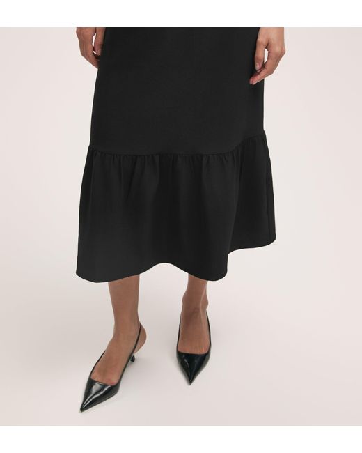 Finery London Black Riley Crepe Tiered Midi Skirt