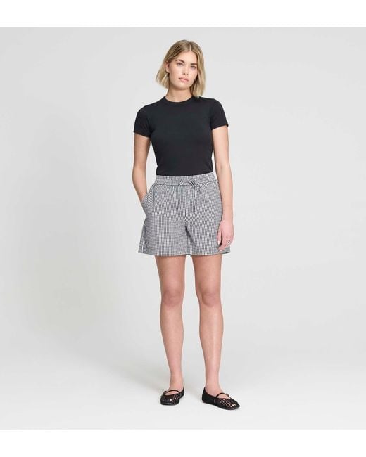 Finery London Gray Sunny Cotton Gingham Drawstring Shorts