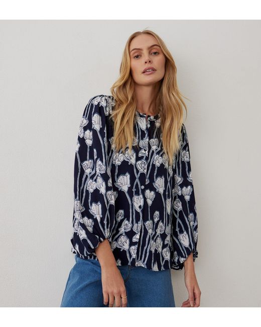 Finery London Blue Lena Blouse