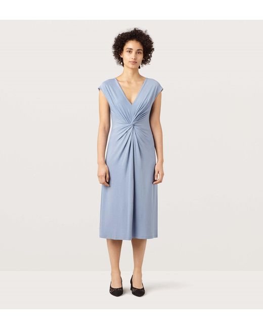 Finery London Blue Caledonian Tweist Front Dress