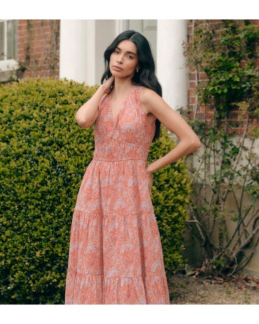 Finery London Green Shannon Cotton Voile Tiered Midi Dress