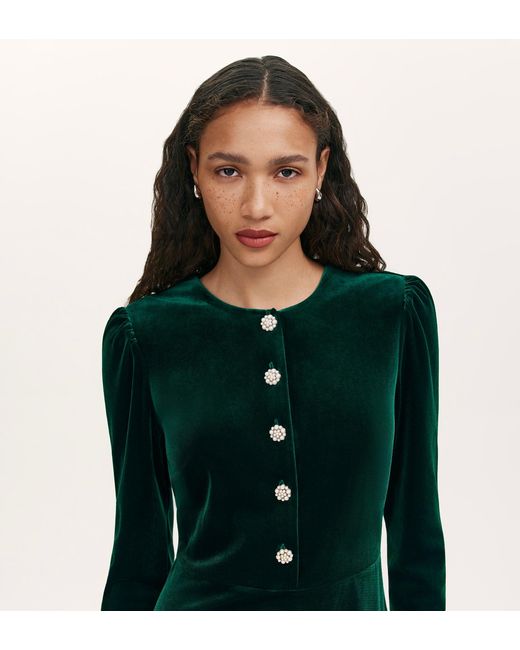 Finery London Green Rae Velvet Short Dress