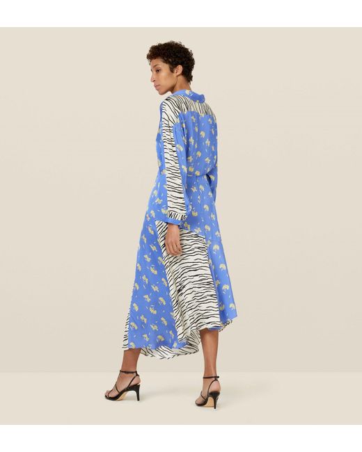 Finery London Blue Sofia Mixed Print Skirt