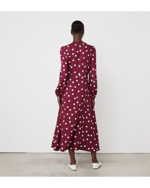 Finery London Red Cheryl Bordeaux Polka Dot Midi Dress