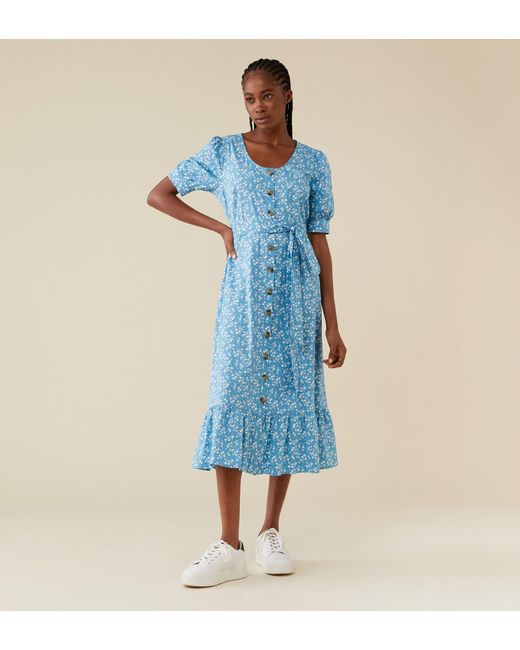Finery London Blue Tove Midi Dress