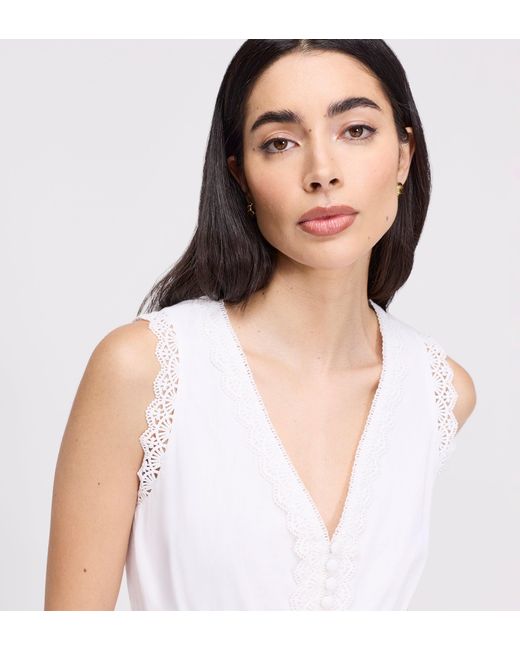 Finery London White Cyma Lace Cotton Sleeveless Top