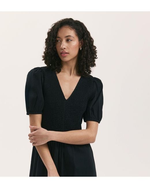 Finery London Black Jamilla Cotton Midi Dress