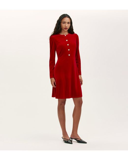 Finery London Red Rae Velvet Short Dress