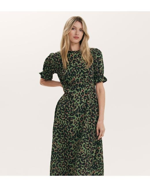 Finery London Green Mela Crepe Midi Tea Dress