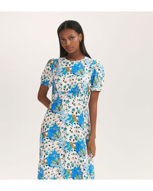 Finery London Blue Lili Midi Tea Dress