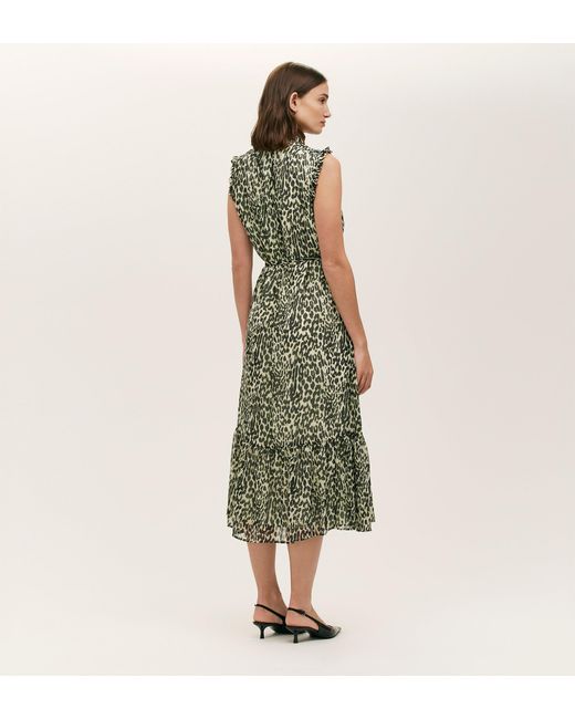 Finery London Green Rosalind Chiffon Sleeveless Midi Dress