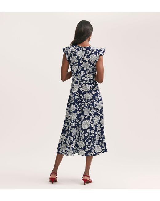 Finery London Blue Liza Crepe Midi Dress