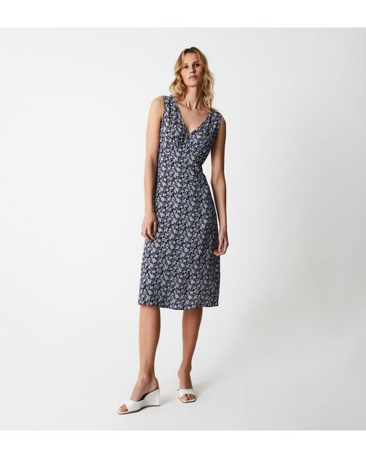 Finery London Blue Darcy Midi Dress