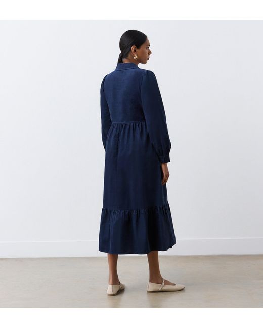 Finery London Blue Callie Corduroy Midi Dress