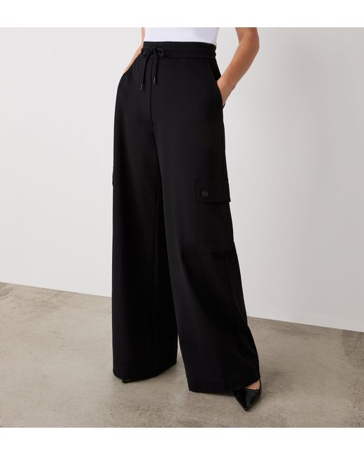 Finery London Black Deliah Ponte Jersey Wide Leg Trousers