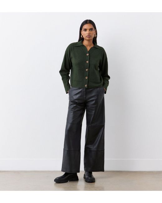 Finery London Green Raegan Button Front Cardigan