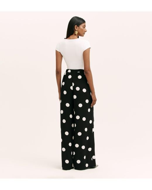 Finery London Black Nat Polka Dot Spun Wide Leg Trousers