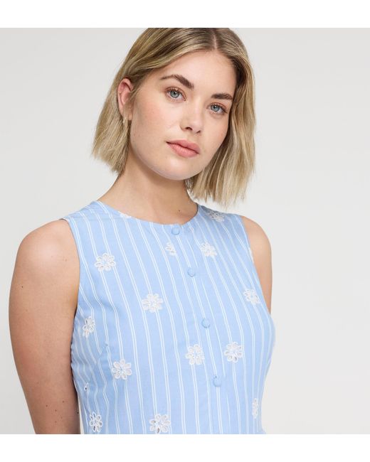Finery London Green Rose Cotton Broderie Sleeveless Midi Dress