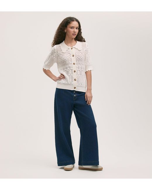 Finery London White Marlowe Crochet Cardigan