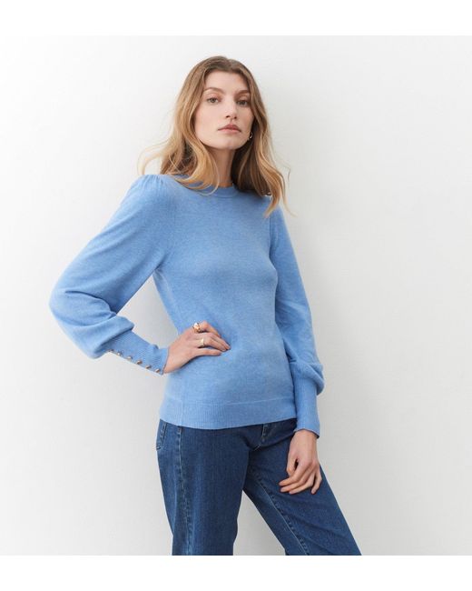 Finery London Blue Avery Knitted Crew Jumper