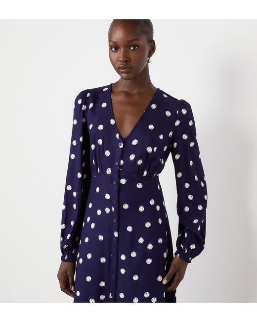 Finery London Blue Cheryl Polka Dot Midi Dress