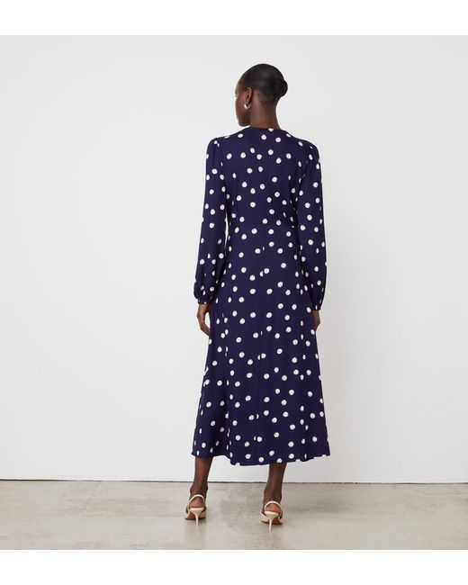 Finery London Blue Cheryl Polka Dot Midi Dress