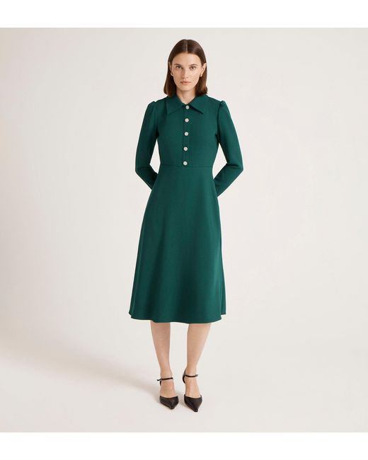 Finery London Green Lucia Crepe Midi Dress