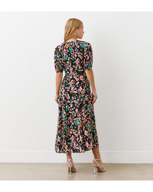Finery London Multicolor Colette Leopard Crepe Midi Tea Dress