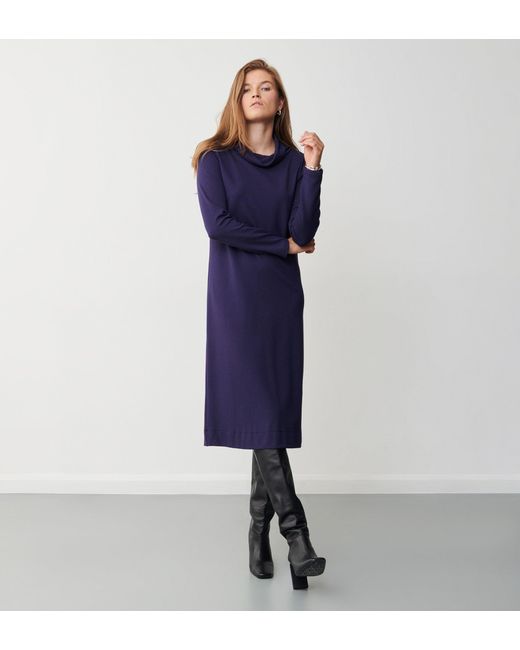 Women's Blue Ingrid Ponte Jersey Midi Dress