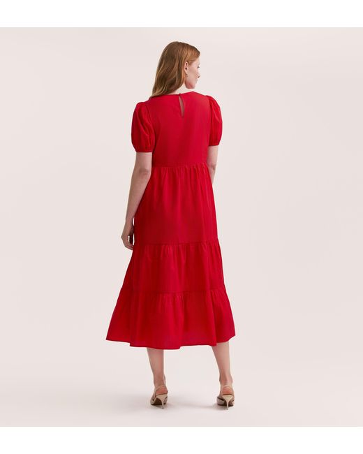 Finery London Red Genevive Cotton Midi Dress