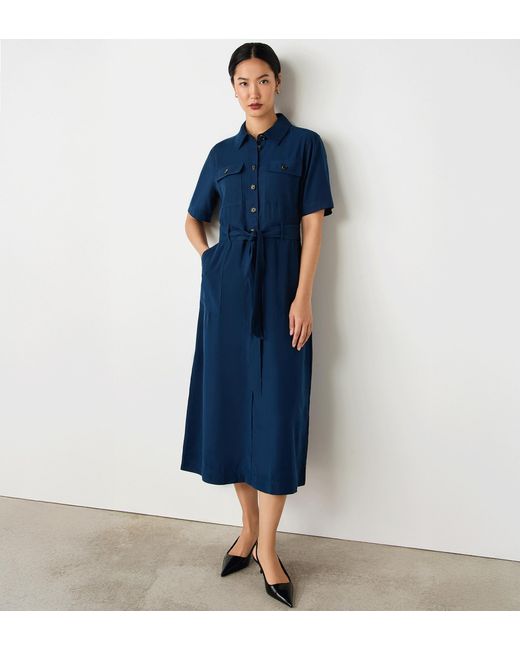 Finery London Blue Cassidy Midi Shirt Dress