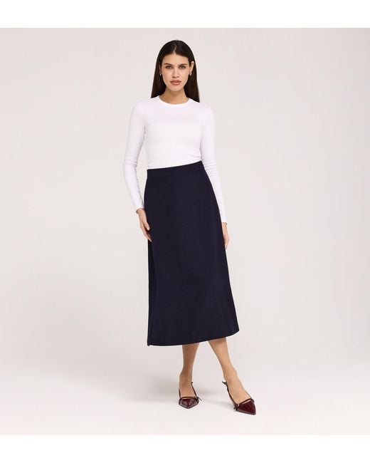 Finery London Blue Ramona Rich Crepe Midi Skirt