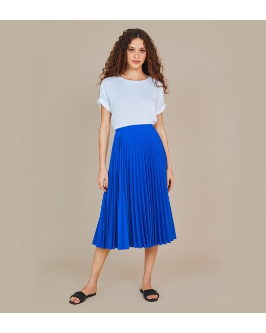 Finery London Blue Lottie Midi Skirt