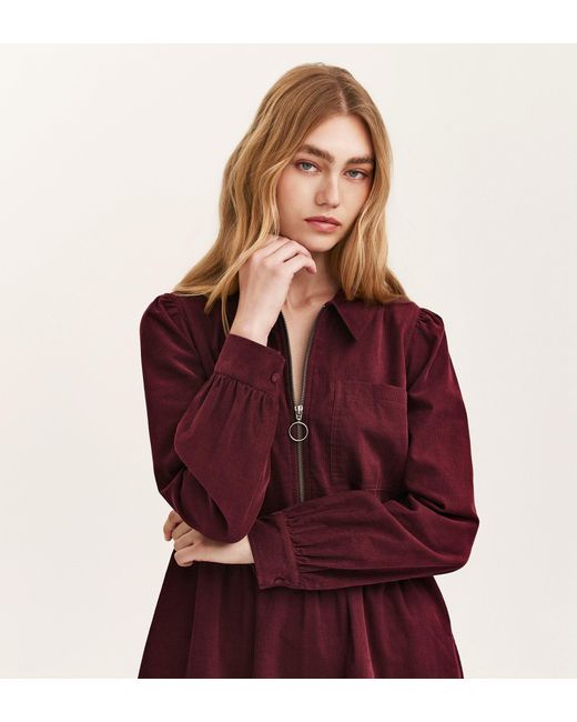 Finery London Red Erin Corduroy Short Dress