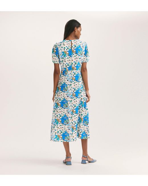 Finery London Blue Lili Midi Tea Dress