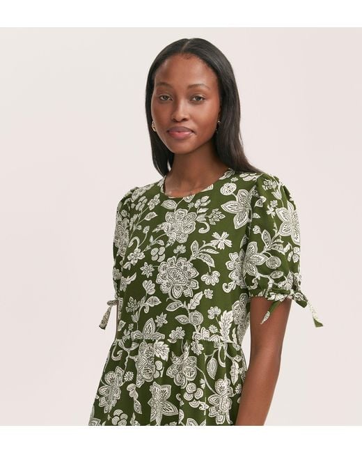 Finery London Green Demi Crepe Tiered Midi Dress