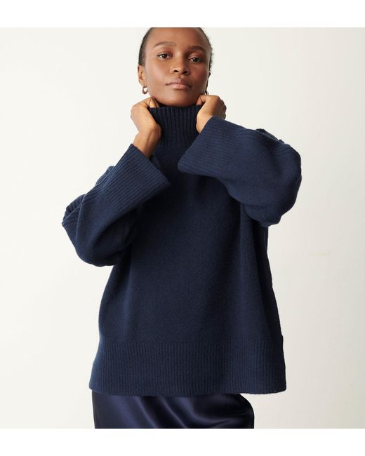 Finery London Blue Melanie High Neck Jumper