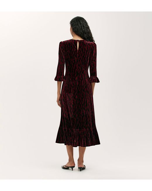 Finery London Red Scarlett Velvet Midi Dress