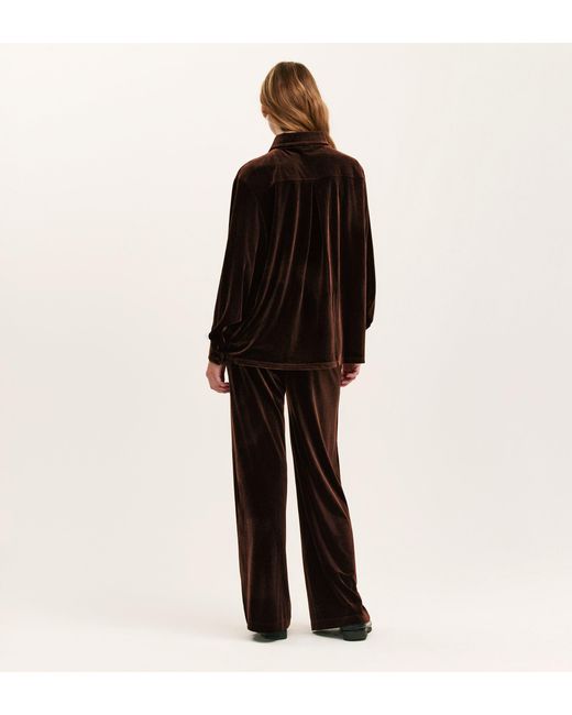 Finery London Brown Kenzie Velvet Wide Leg Trousers