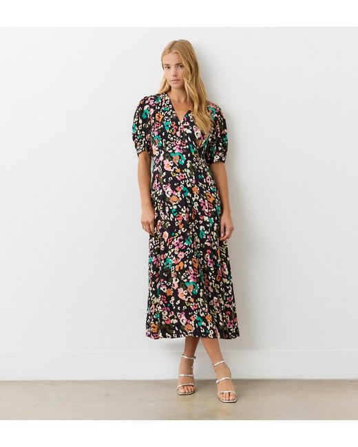 Finery London Multicolor Colette Leopard Crepe Midi Tea Dress