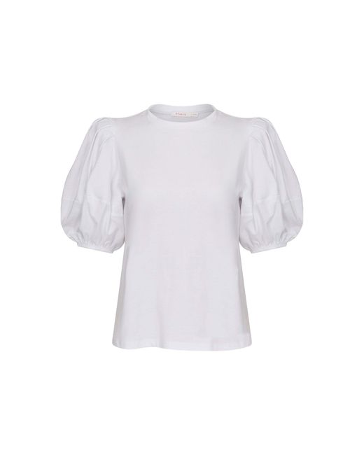 Finery London White Mabel Puff Sleeve T-Shirt