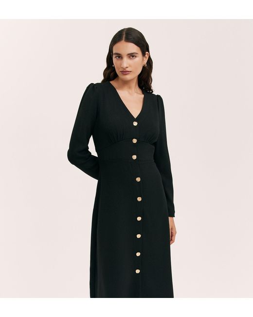 Finery London Black Caprice Crepe Midi Dress