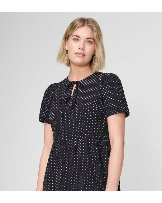 Finery London Blue Lola Polka Dot Tiered Short Dress