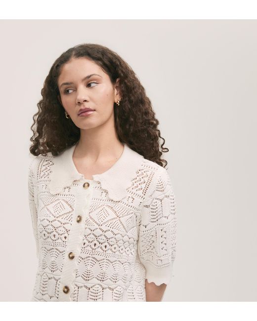 Finery London White Marlowe Crochet Cardigan