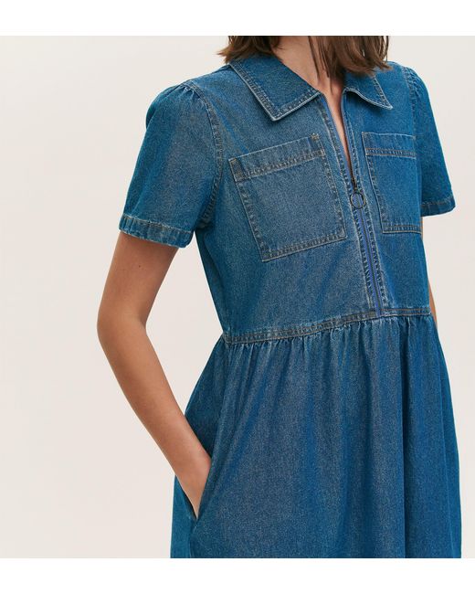 Finery London Blue Donnie Denim Short Dress