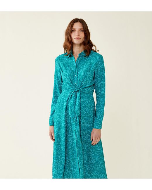 Finery London Blue Dawn Dots Midi Shirt Dress