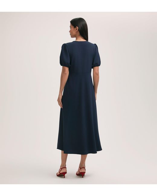 Finery London Blue Robyn Crepe Midi Tea Dress