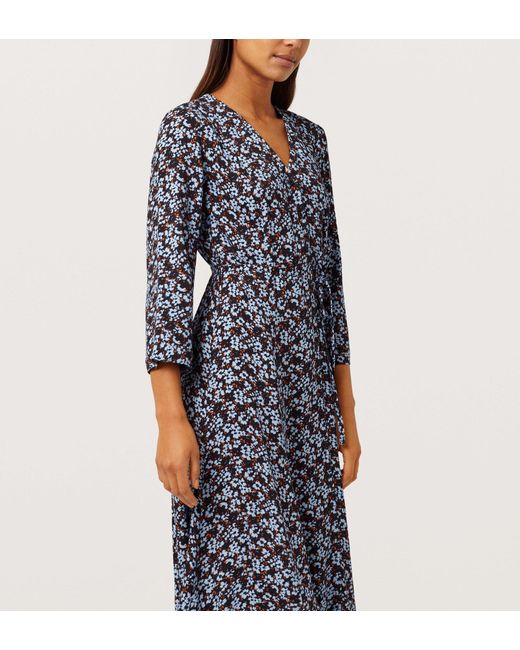 Women's Blue Daniella V-Neck And Floral Dress