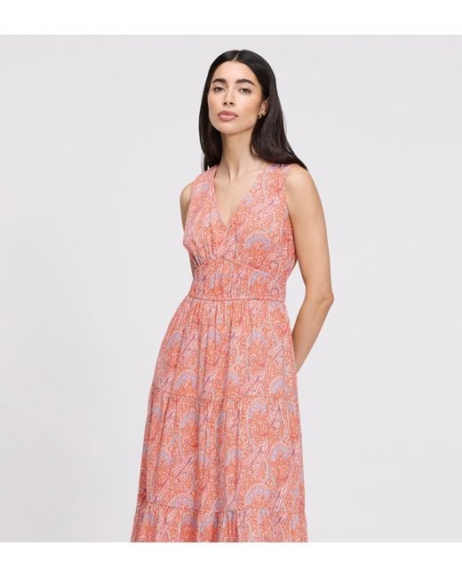 Finery London Green Shannon Cotton Voile Tiered Midi Dress