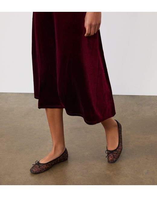 Finery London Red Ruth Velvet Midi Skirt